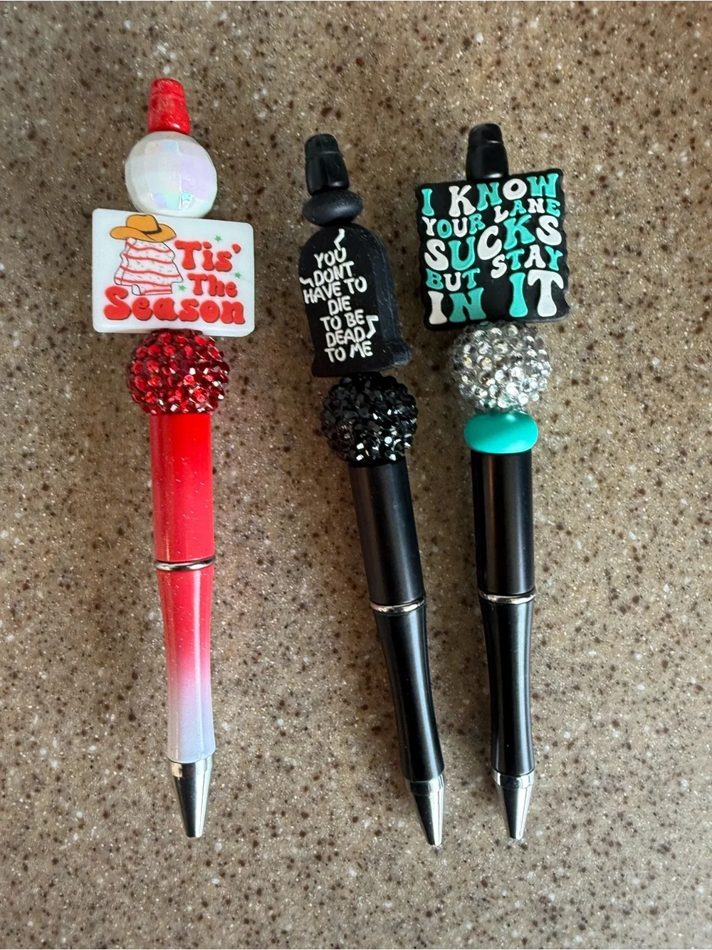 Novelty Decorative Top Pens 17 in all - Black & Hot Pink Accents